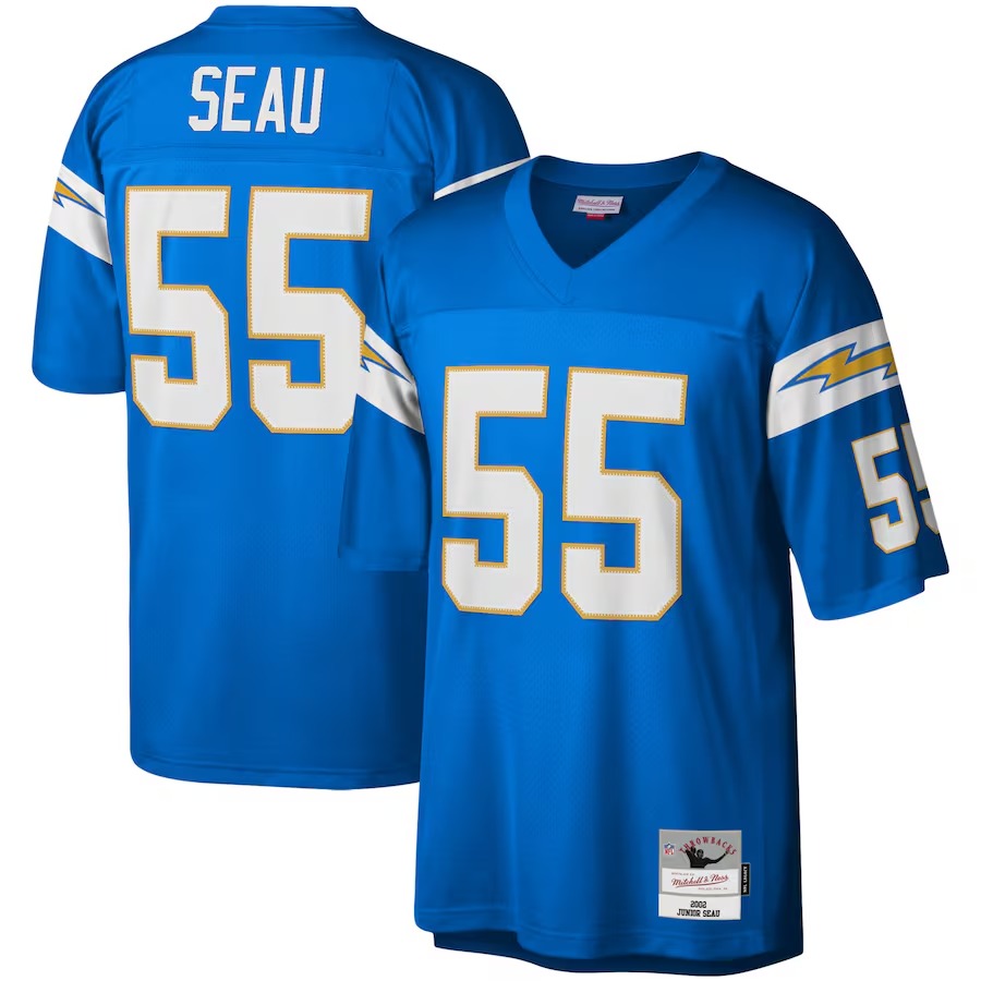Men's Los Angeles Chargers Junior Seau Mitchell & Ness Powder Blue Legacy Replica Jersey - Ujersey Shop