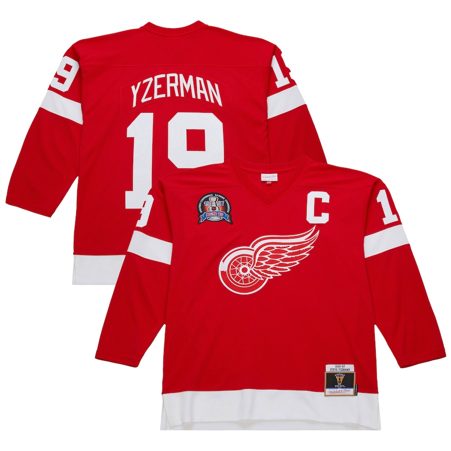Men's Detroit Red Wings Steve Yzerman Scarlet 1996-97 Power Play Jersey - Ujersey Shop