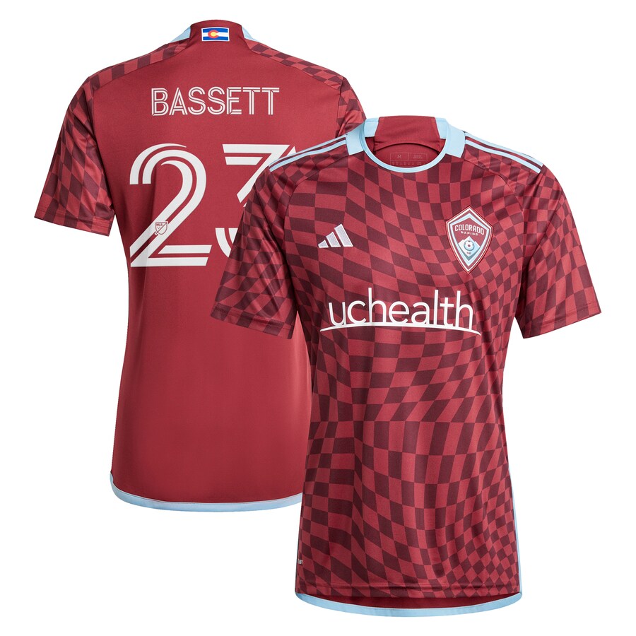 Men's Colorado Rapids Cole Bassett adidas Burgundy 2024 One Flag Kit Replica Player Jersey - Ujersey Shop