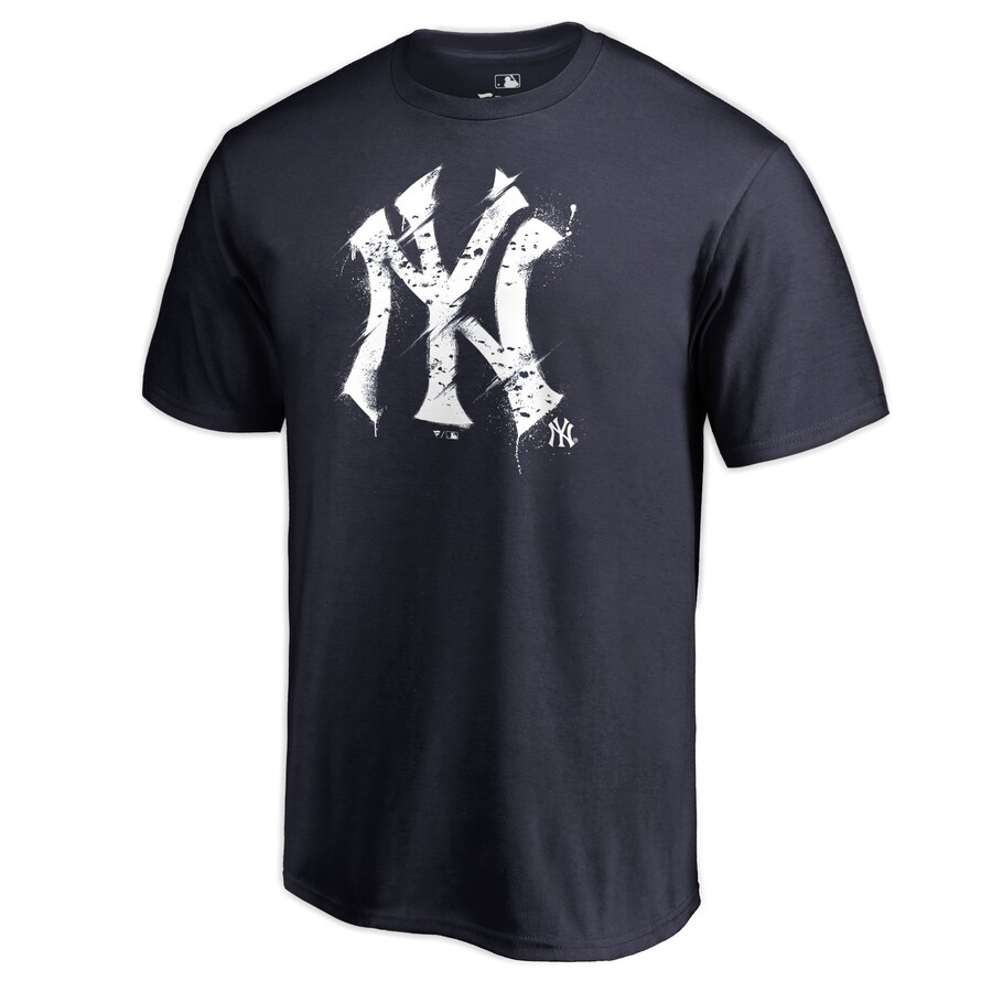 Men's New York Yankees Navy Splatter Logo T-Shirt - Ujersey Shop