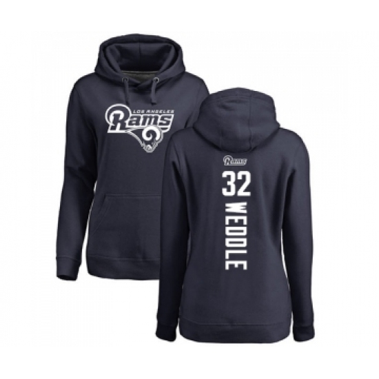 Football Women's Los Angeles Rams #32 Eric Weddle Navy Blue Backer Pullover Hoodie - Ujersey Shop