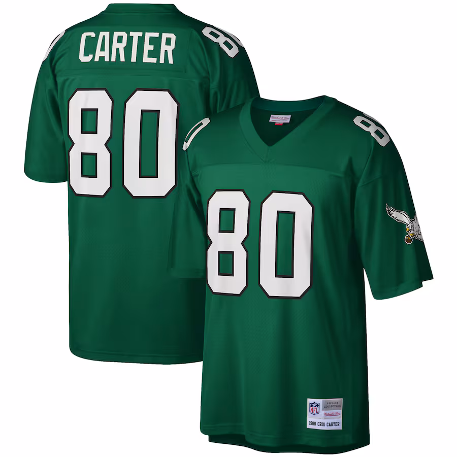 Men's Philadelphia Eagles Cris Carter Mitchell & Ness Kelly Green Legacy Replica Jersey - Ujersey Shop