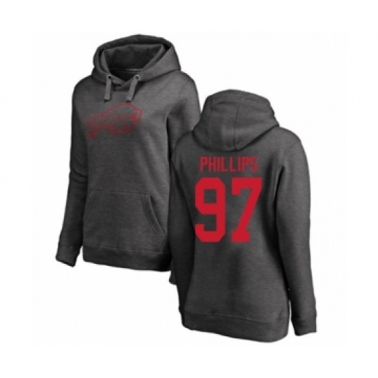 Football Women's Buffalo Bills #97 Jordan Phillips Ash One Color Pullover Hoodie - Ujersey Shop