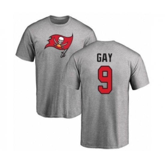 Football Tampa Bay Buccaneers #9 Matt Gay Ash Name & Number Logo T-Shirt - Ujersey Shop