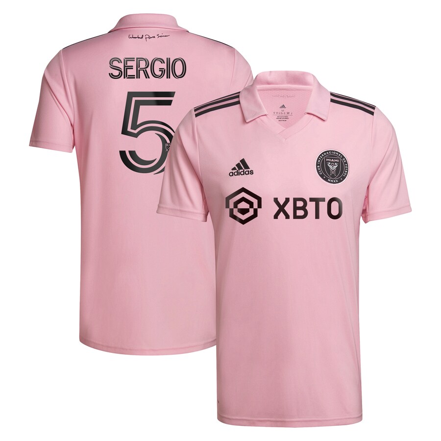 Men's Inter Miami CF Sergio Busquets adidas Pink 2023 The Heart Beat Kit Replica Player Jersey - Ujersey Shop