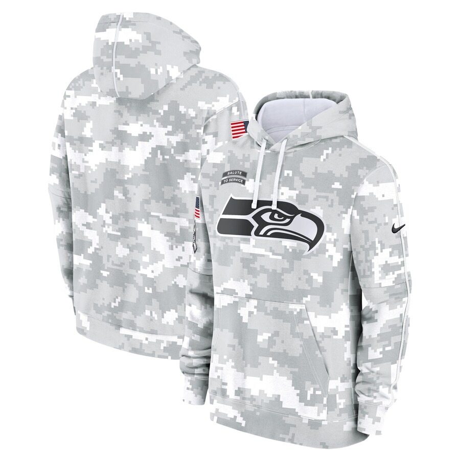 Men's Seattle Seahawks Nike Arctic Camo 2024 Salute to Service Club Fleece Pullover Hoodie - Ujersey Shop