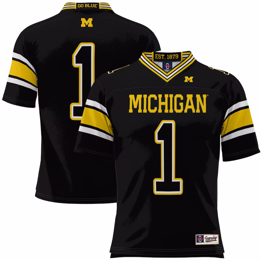 #1 Michigan Wolverines GameDay Greats Football Jersey - Black - Ujersey Shop