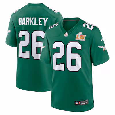 Men's Philadelphia Eagles Saquon Barkley Nike Kelly Green Super Bowl LIX 2nd Alternate Game Jersey - Ujersey Shop