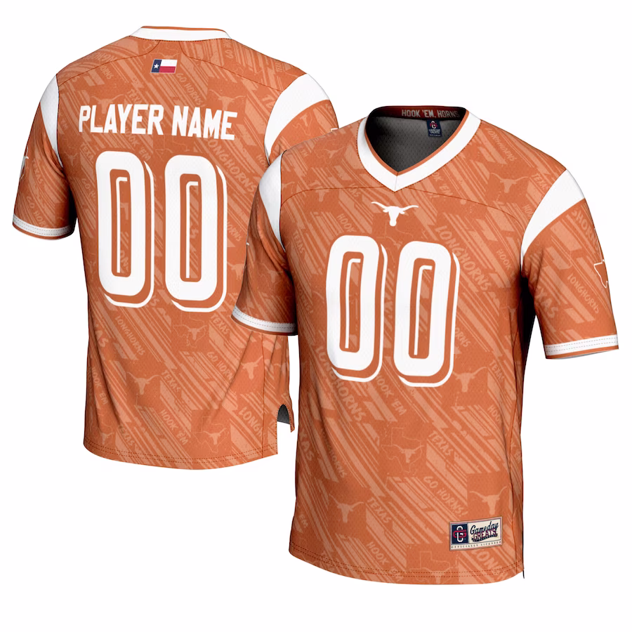 Texas Longhorns GameDay Greats Highlight Print NIL Pick-A-Player Football Jersey - Texas Orange - Ujersey Shop