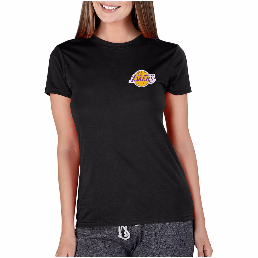 Women's Los Angeles Lakers Concepts Sport Black Marathon Knit T-Shirt - Ujersey Shop