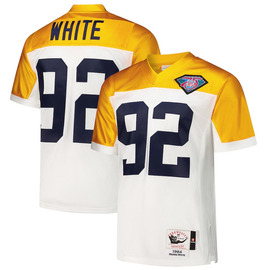 Men's Green Bay Packers 1994 Reggie White Mitchell & Ness White Authentic Throwback Retired Player Jersey - Ujersey Shop