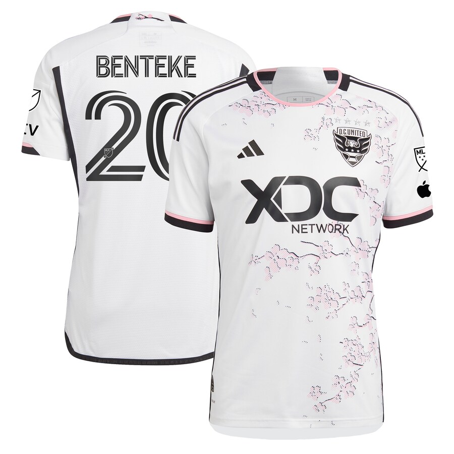Men's D.C. United Christian Benteke adidas White 2023 The Cherry Blossom Kit Authentic Player Jersey - Ujersey Shop