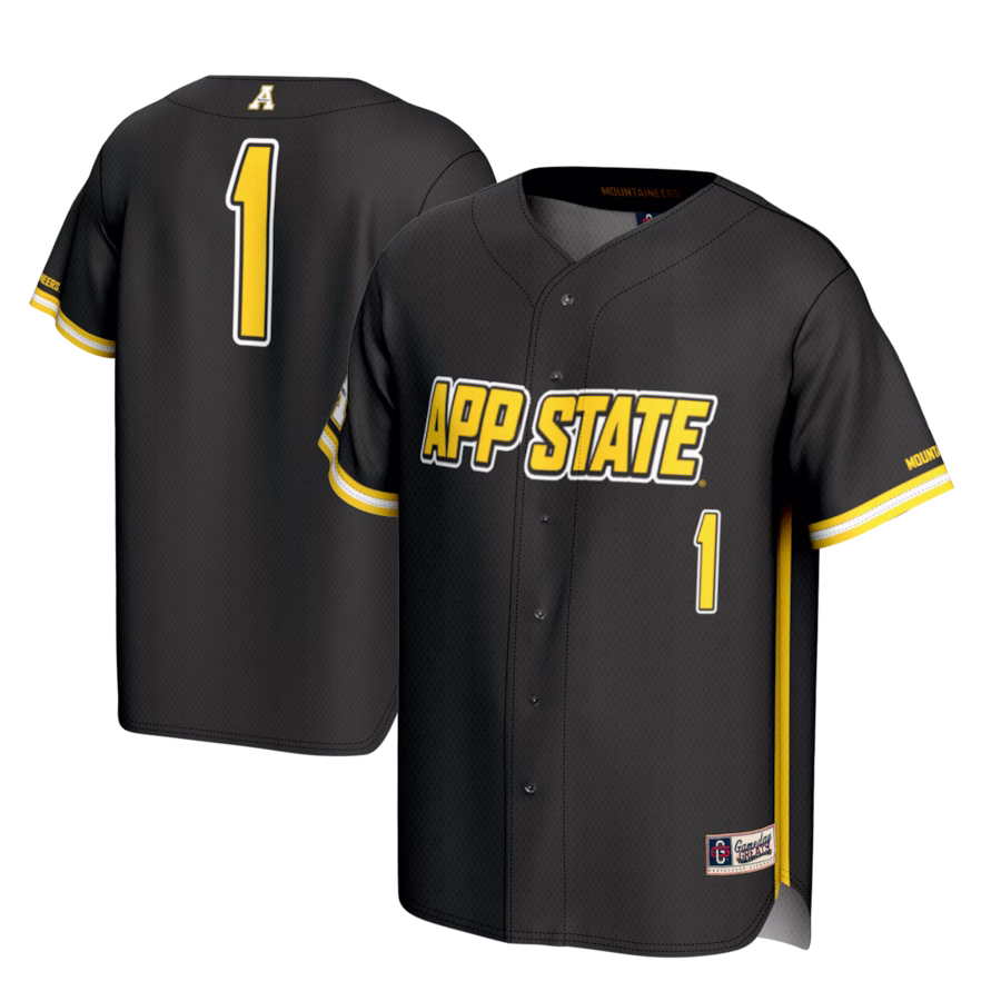 #1 Appalachian State Mountaineers GameDay Greats Youth Lightweight Baseball Fashion Jersey - Black - Ujersey Shop