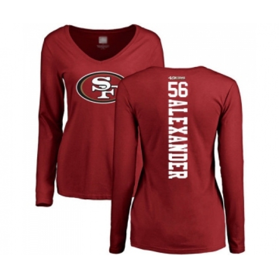Football Women's San Francisco 49ers #56 Kwon Alexander Red Backer Long Sleeve T-Shirt - Ujersey Shop