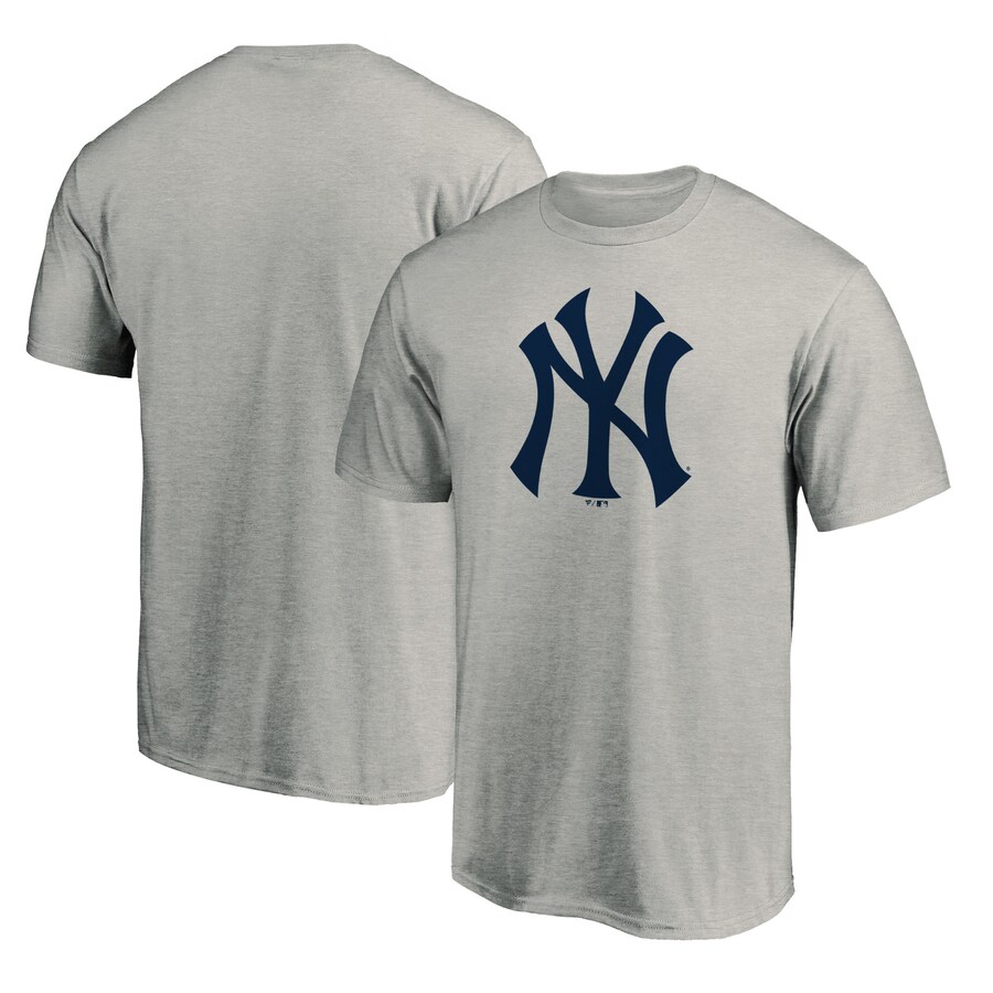 Men's New York Yankees Ash Secondary Color Primary Logo 2 T-Shirt - Ujersey Shop