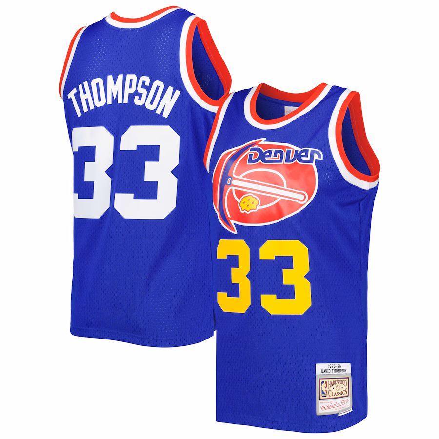 Men's Denver Nuggets David Thompson Mitchell & Ness Royal Hardwood Classics 1975/76 Swingman Jersey - Ujersey Shop