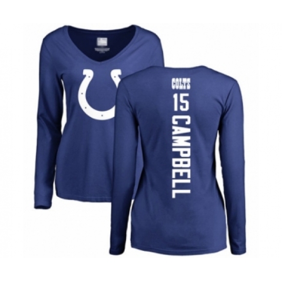 Football Women's Indianapolis Colts #15 Parris Campbell Royal Blue Backer Long Sleeve T-Shirt - Ujersey Shop