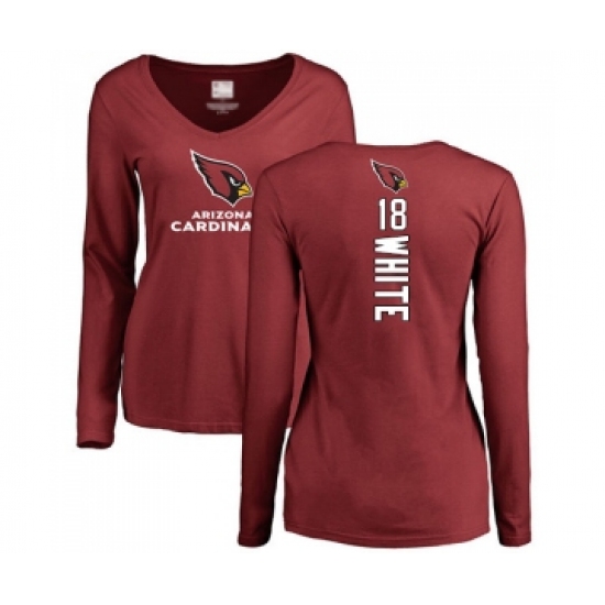 Football Women's Arizona Cardinals #18 Kevin White Maroon Backer Long Sleeve T-Shirt - Ujersey Shop