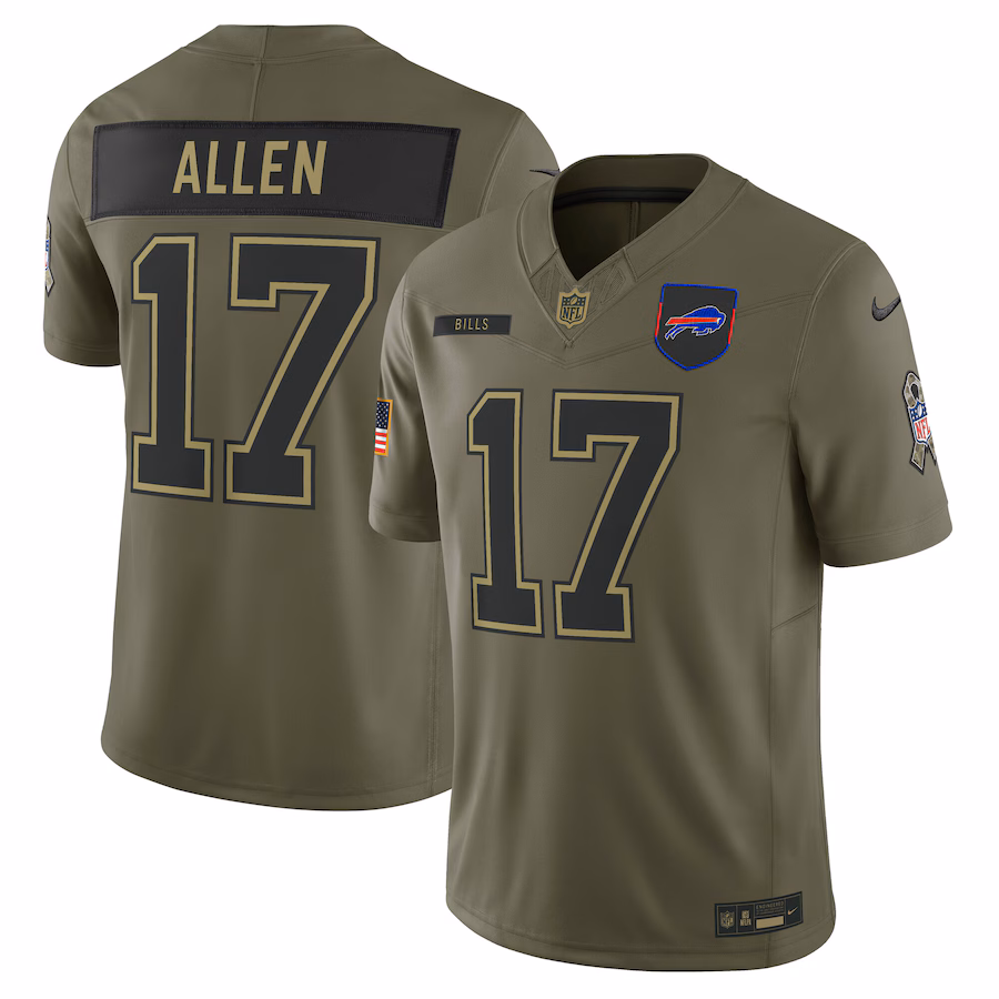 Men's Buffalo Bills Josh Allen Nike Olive 2025 Salute to Service Limited Jersey - Ujersey Shop