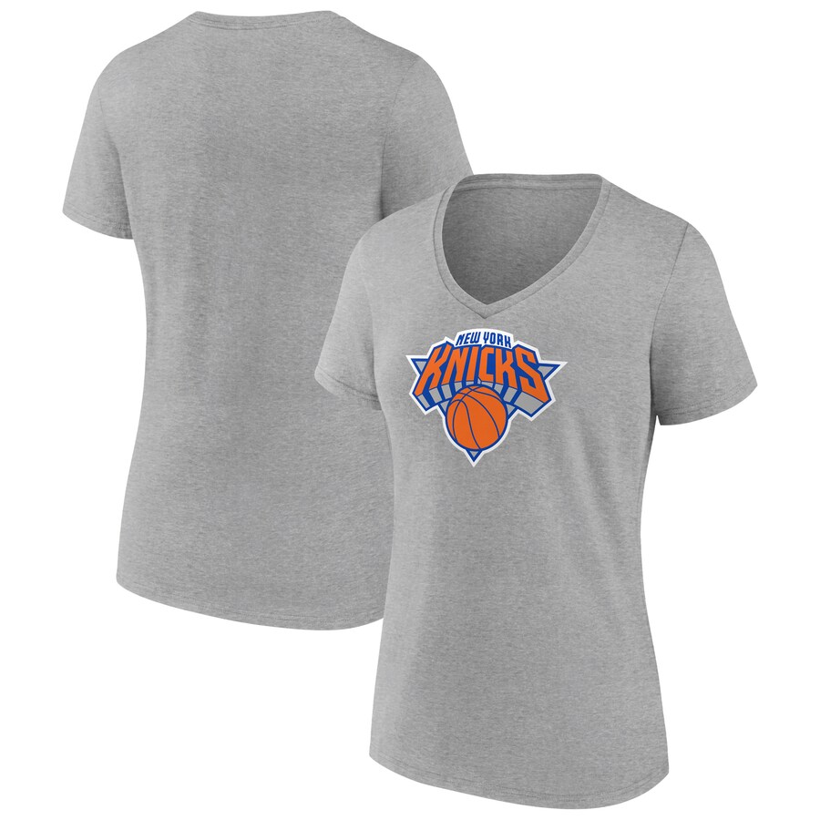 Women's New York Knicks Gray Logo V-Neck T-Shirt - Ujersey Shop