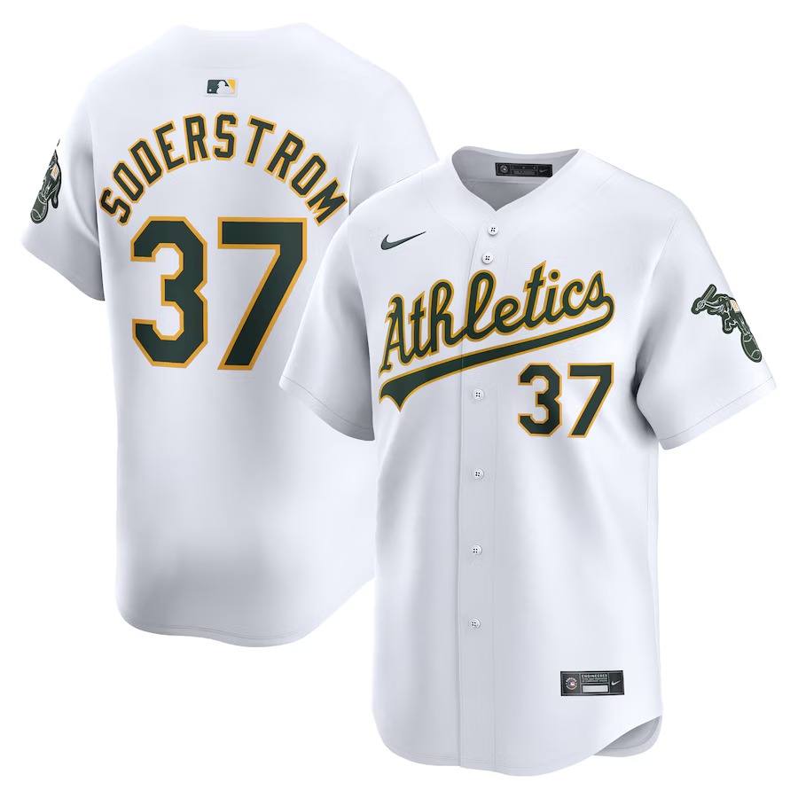 Men's Oakland Athletics Tyler Soderstrom Nike White Home Limited Player Jersey - Ujersey Shop