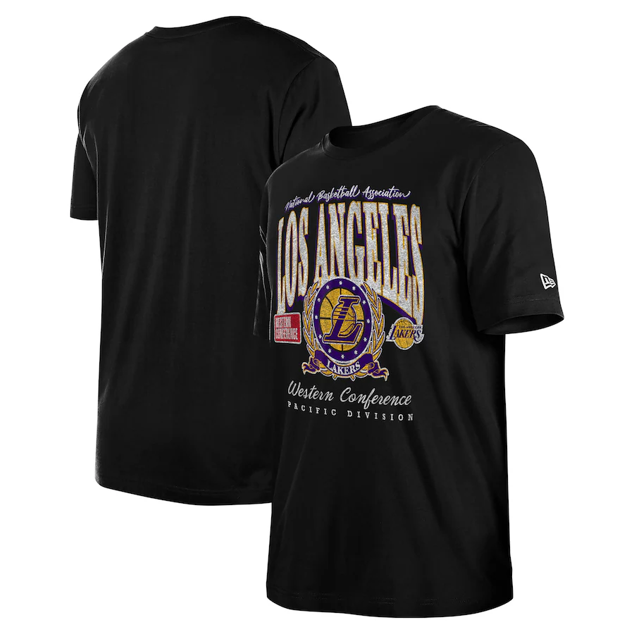 Unisex Los Angeles Lakers  New Era Black Oversized Essentials Boxy T-Shirt - Ujersey Shop