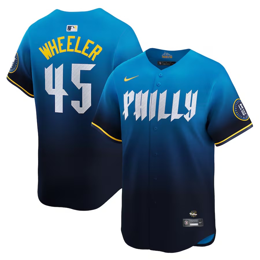 Men's Philadelphia Phillies Zack Wheeler Nike Blue 2024 City Connect Limited Player Jersey - Ujersey Shop