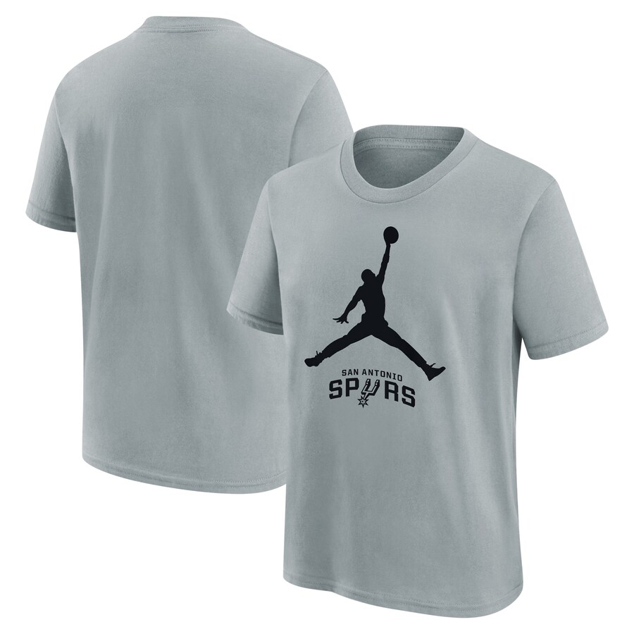 Youth San Antonio Spurs Jordan Brand Silver Essential Jumpman Logo T-Shirt - Ujersey Shop