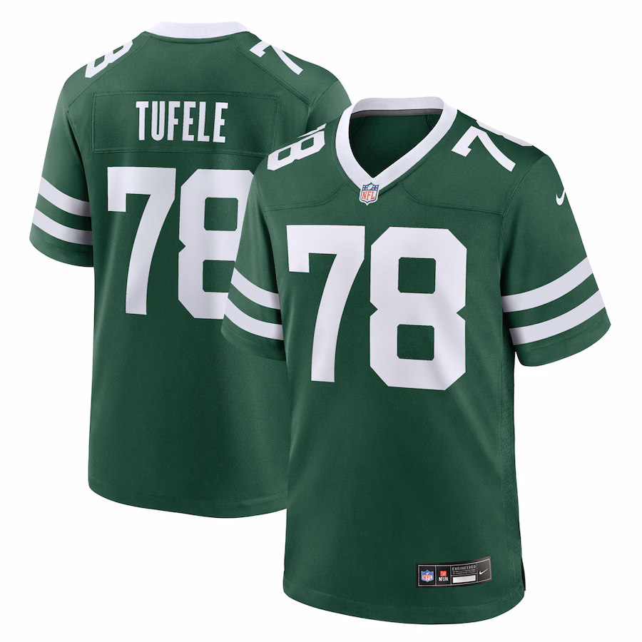 Men's New York Jets Jay Tufele Nike Legacy Green Team Game Jersey - Ujersey Shop