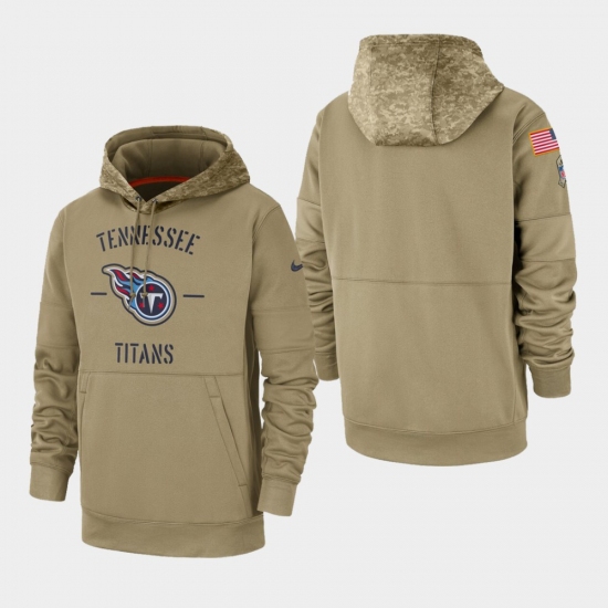 Men's Tennessee Titans Tan 2019 Salute to Service Sideline Therma Pullover Hoodie - Ujersey Shop