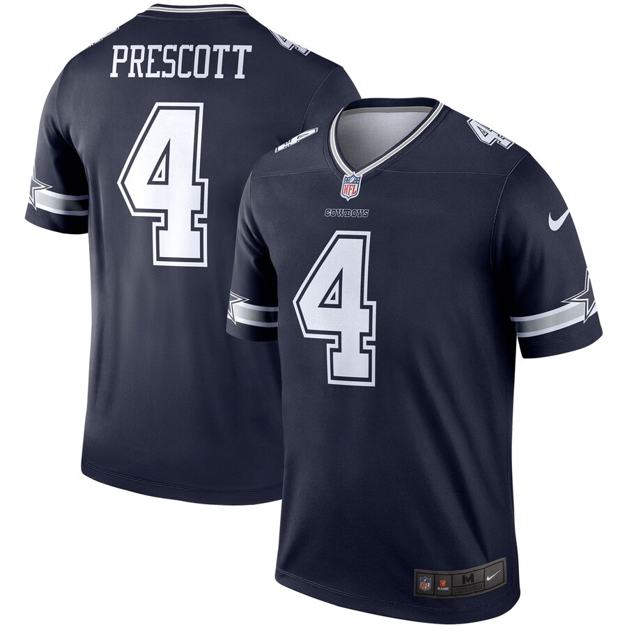 Men's Dallas Cowboys Dak Prescott Nike Navy Legend Player Performance Top - Ujersey Shop