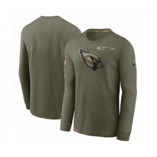 Men's Arizona Cardinals Football Olive 2021 Salute To Service Performance Long Sleeve T-Shirt - Ujersey Shop