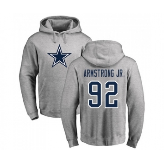 Football Dallas Cowboys #92 Dorance Armstrong Jr. Ash Name & Number Logo Pullover Hoodie - Ujersey Shop