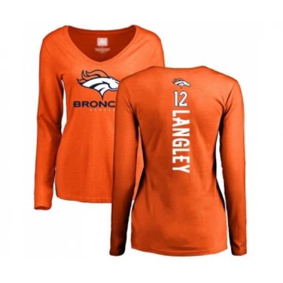 Football Women's Denver Broncos #12 Brendan Langley Orange Backer Long Sleeve T-Shirt - Ujersey Shop