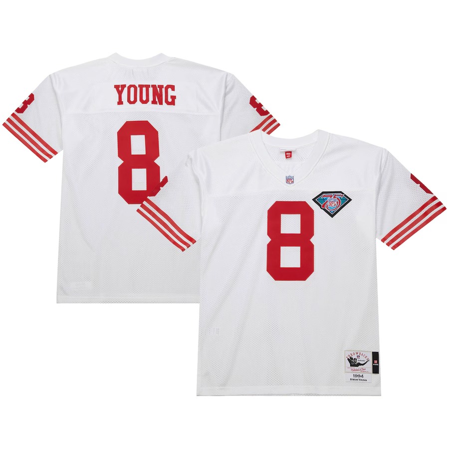 Men's San Francisco 49ers 1994 Steve Young Mitchell & Ness White Authentic Throwback Retired Player Jersey - Ujersey Shop
