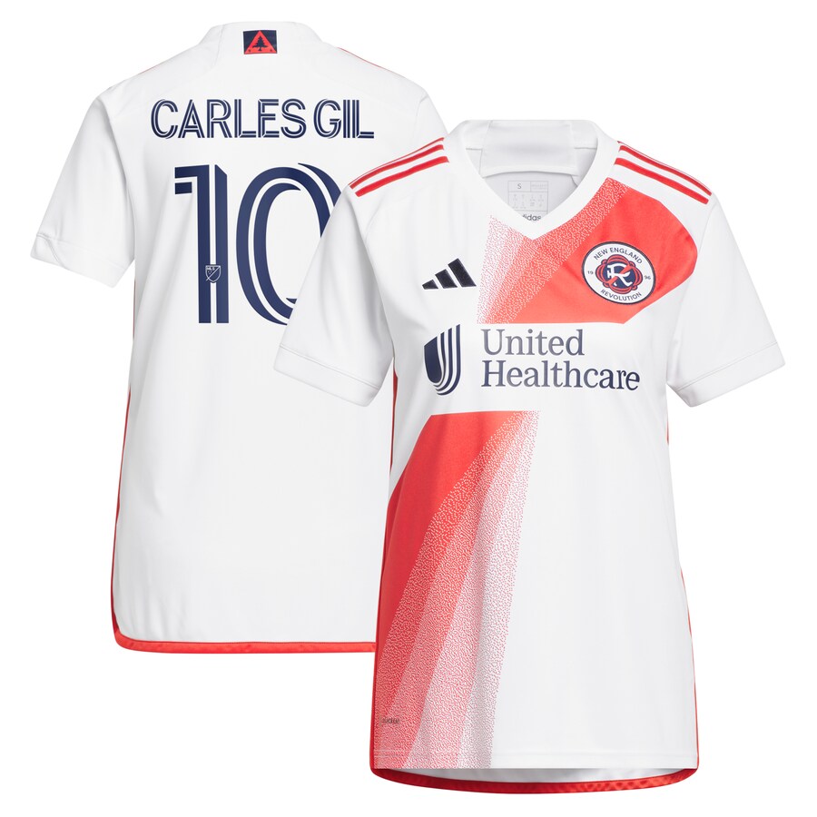 Women's New England Revolution Carles Gil adidas White 2023 Defiance Replica Jersey - Ujersey Shop