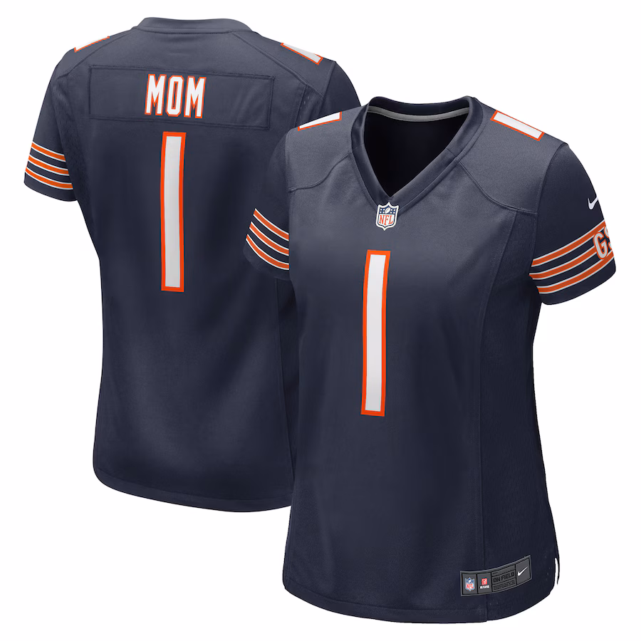 Women's Chicago Bears Number 1 Mom Nike Navy Game Jersey - Ujersey Shop