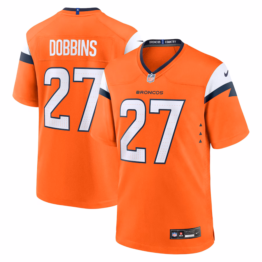 Men's Denver Broncos J.K. Dobbins Nike Orange Team Game Jersey - Ujersey Shop