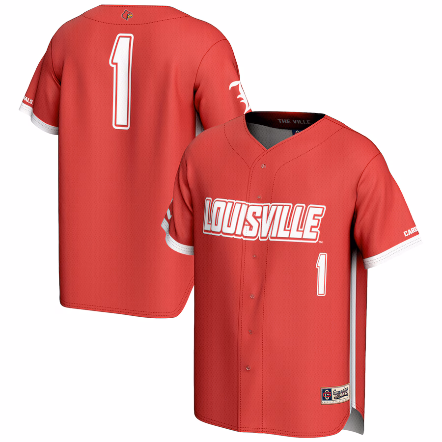 Men's GameDay Greats #1 Red Louisville Cardinals Lightweight Baseball Fashion Jersey - Ujersey Shop