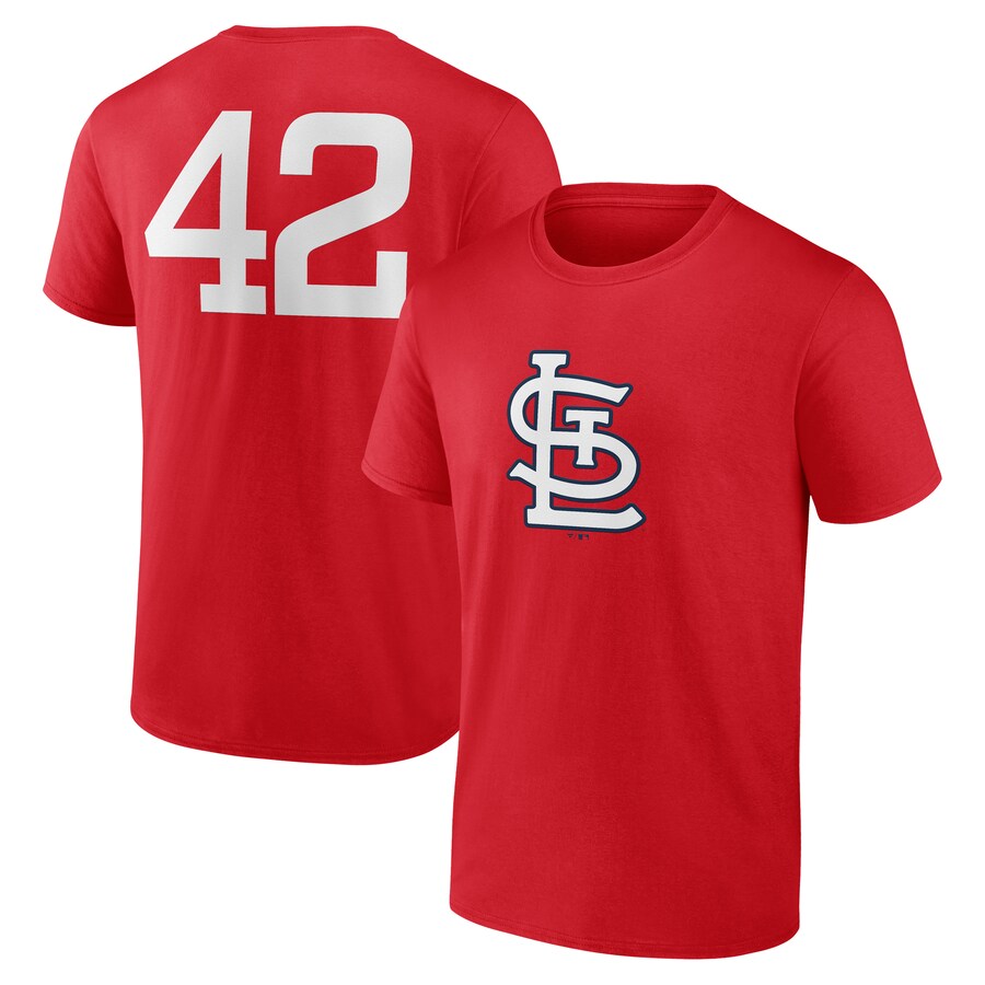 Men's St. Louis Cardinals Red Jackie Robinson Day Name & Number T-Shirt - Ujersey Shop