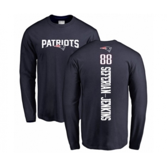 Football New England Patriots #88 Austin Seferian-Jenkins Navy Blue Backer Long Sleeve T-Shirt - Ujersey Shop