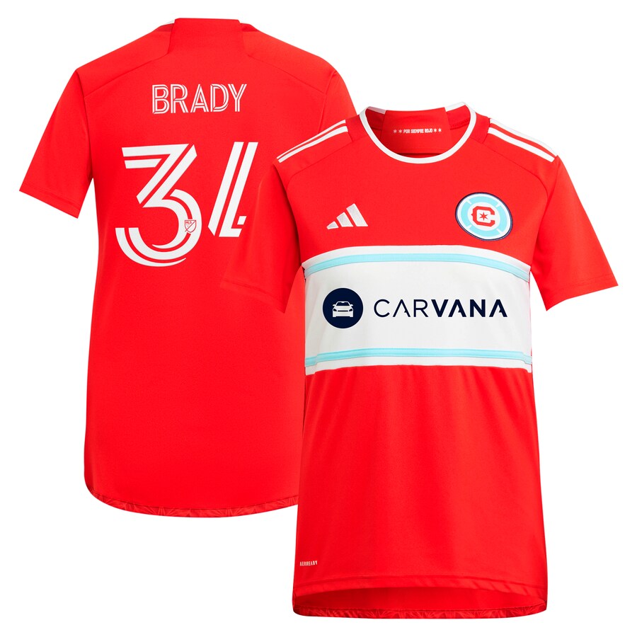 Women's Chicago Fire Chris Brady adidas Red 2024 Return To Red Replica Player Jersey - Ujersey Shop