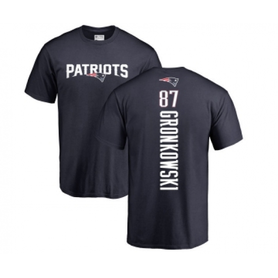 Football New England Patriots #87 Rob Gronkowski Navy Blue Backer T-Shirt - Ujersey Shop