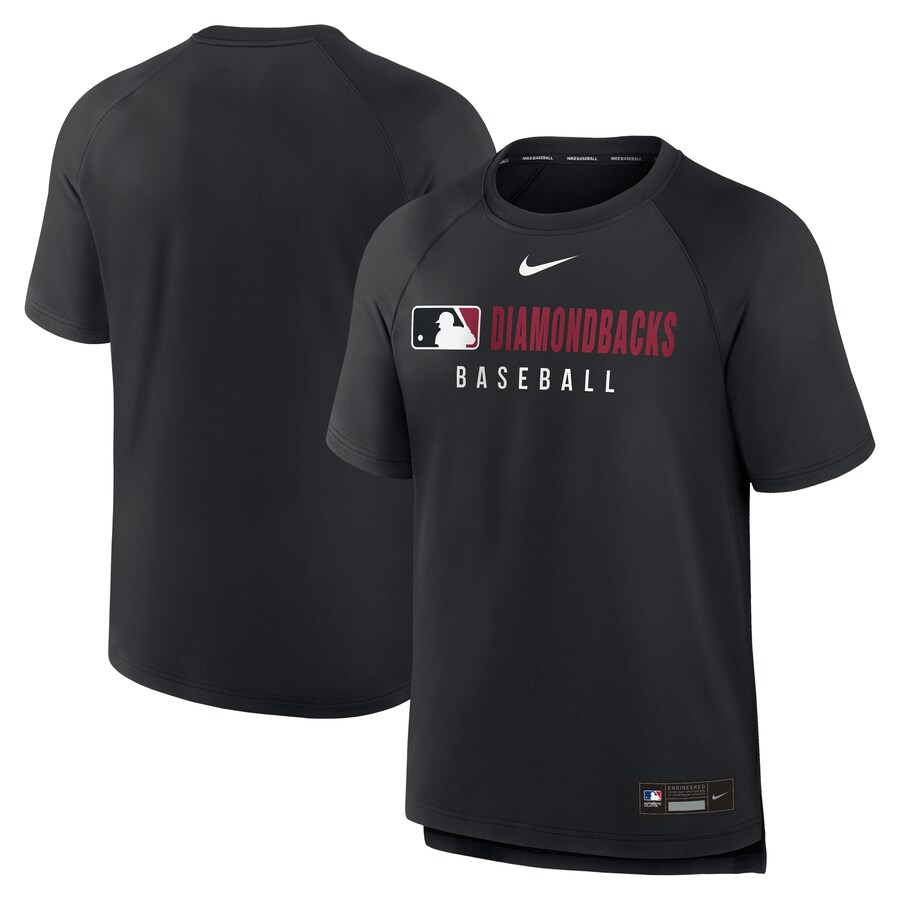 Men's Arizona Diamondbacks Nike Black Authentic Collection Pregame Raglan Performance T-Shirt - Ujersey Shop
