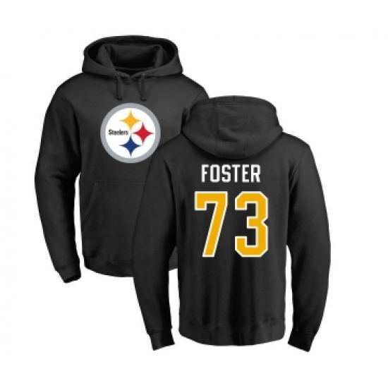 Football Pittsburgh Steelers #73 Ramon Foster Black Name & Number Logo Pullover Hoodie - Ujersey Shop