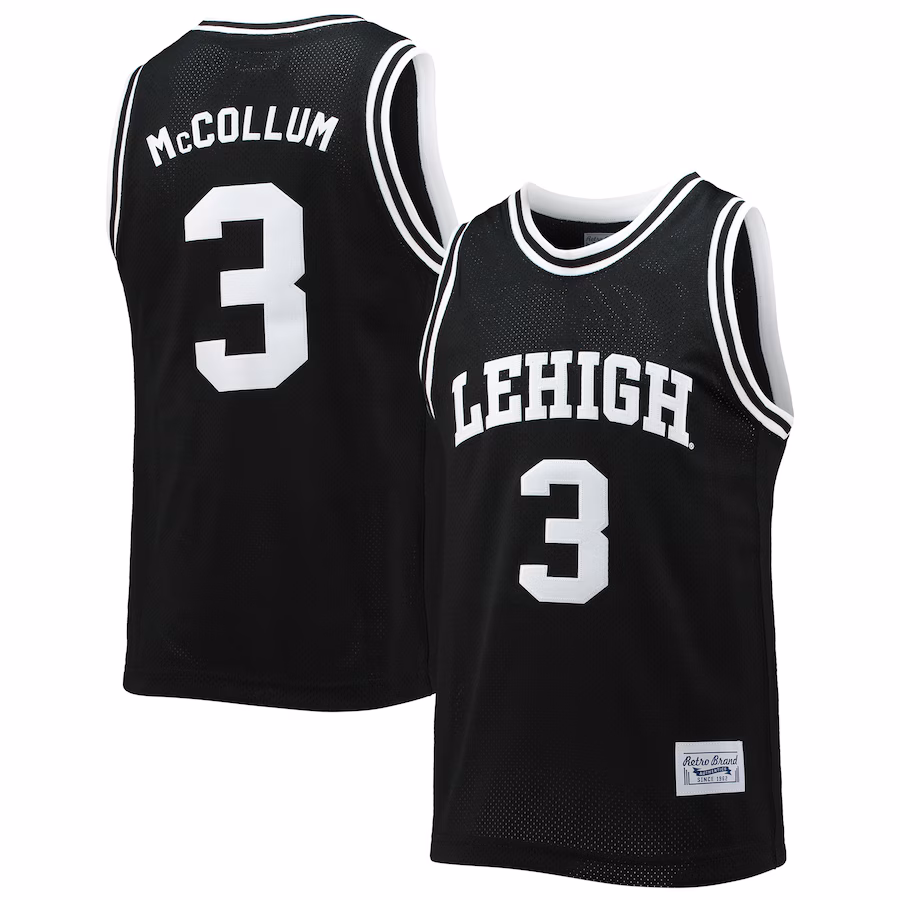 Men's Original Retro Brand C.J. McCollum Black Lehigh Mountain Hawks Alumni Commemorative Classic Basketball Jersey - Ujersey Shop