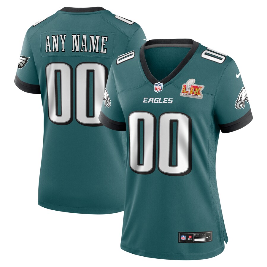 Women's Philadelphia Eagles Nike Midnight Green Super Bowl LIX Custom Game Jersey - Ujersey Shop