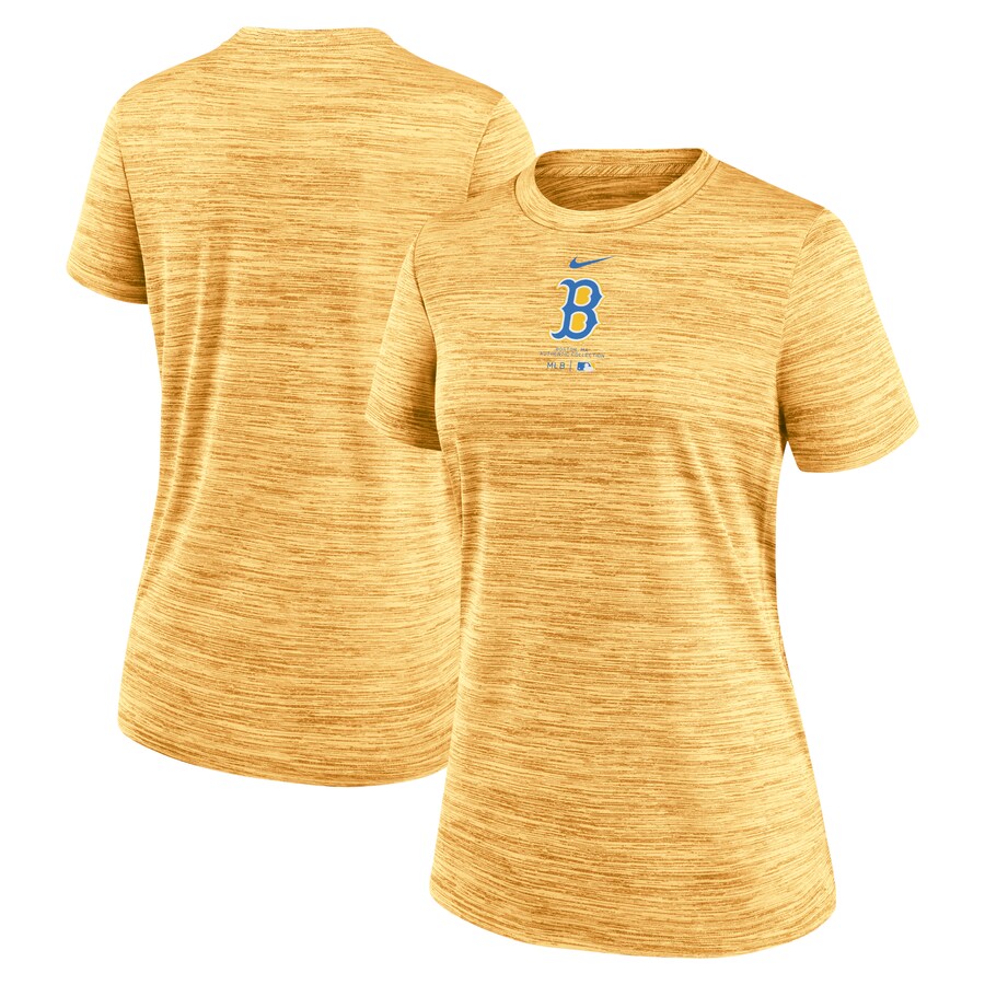 Women's Boston Red Sox Nike Gold City Connect Practice Velocity T-Shirt - Ujersey Shop