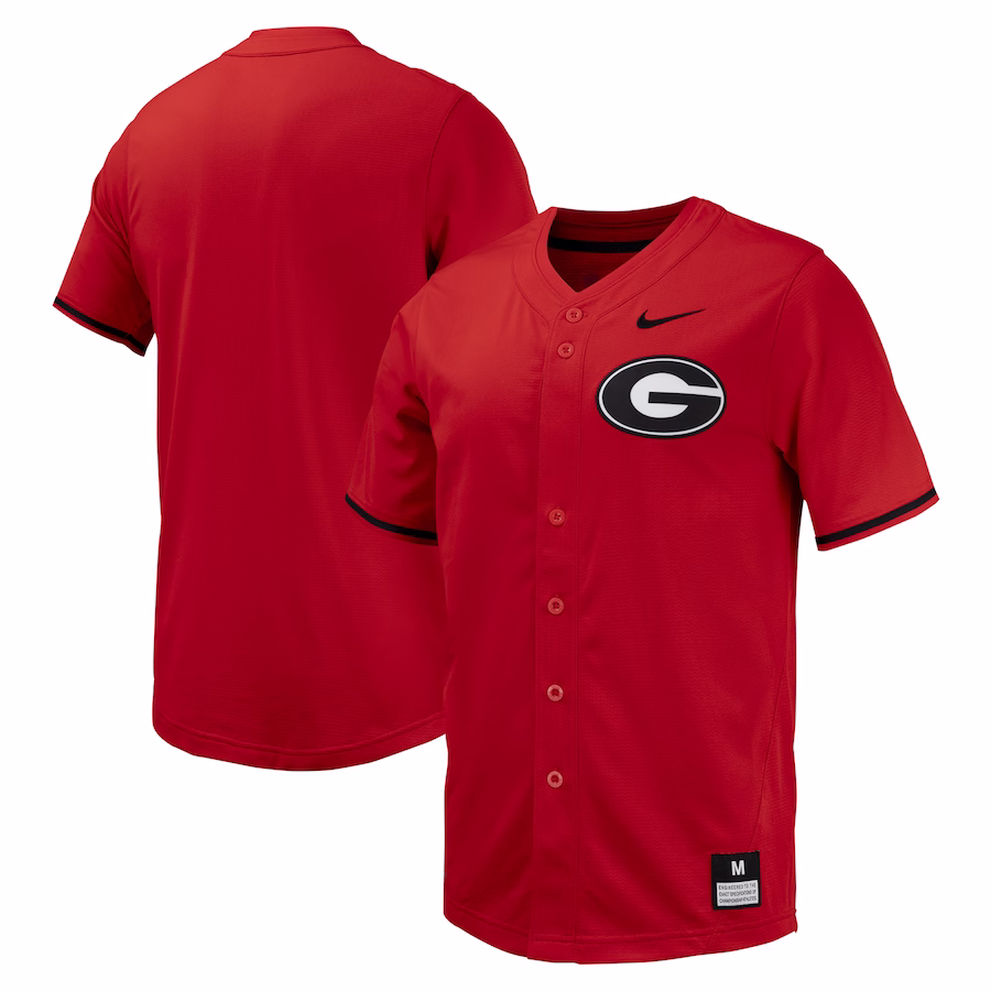 Georgia Bulldogs Nike Replica Full-Button Baseball Jersey - Red - Ujersey Shop