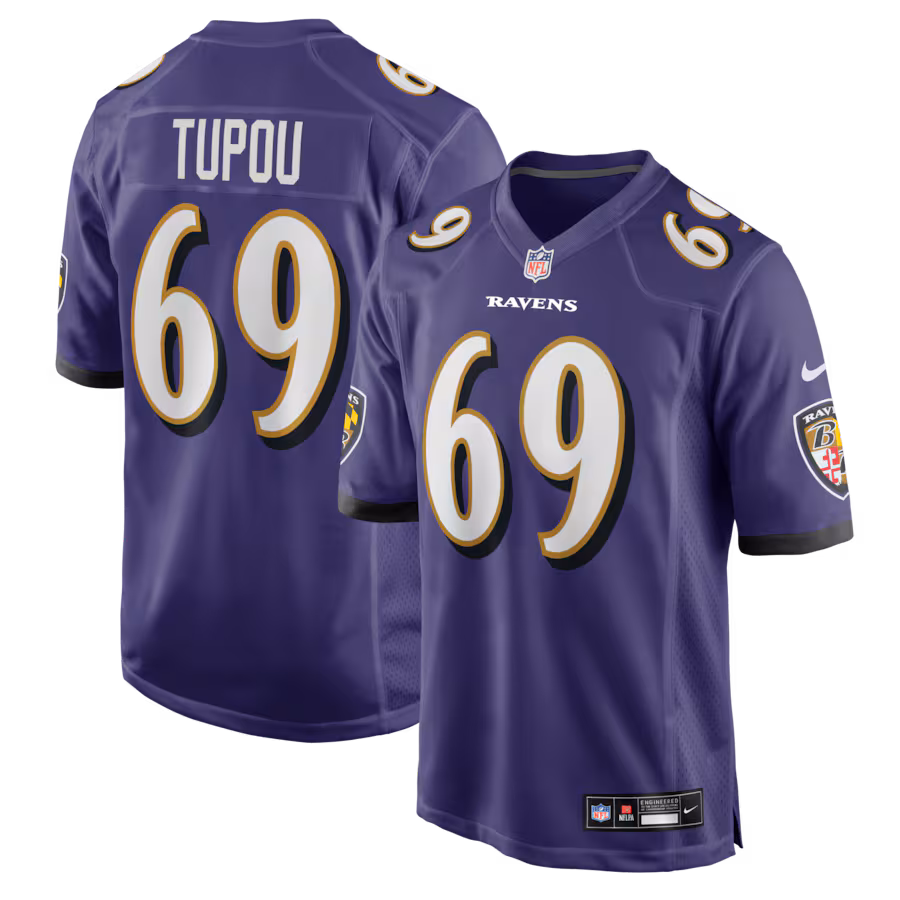 Men's Baltimore Ravens Josh Tupou Nike Purple Team Game Jersey - Ujersey Shop